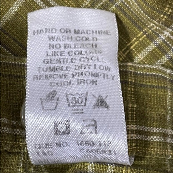 Woolrich Green Yellow Plaid Short Sleeve Button-Down Shirt Chest Pocket, size L - Picture 8 of 8